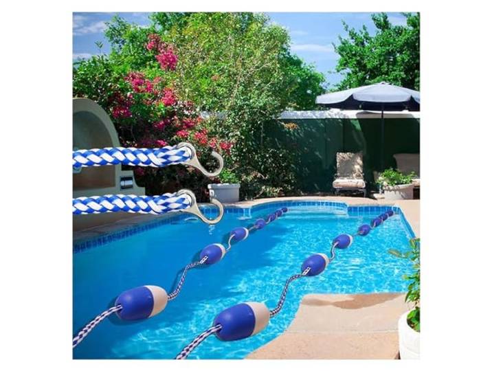 YldessmEU Schwimmender Pool-Sicherheitsteiler – Schwimmbahnlinie mit zweifarbigen Schwimmern und Haken, perfekt for Pool-Organisation, Sicherheit, Bojenmarkierung und Schwimmtraining(10m)