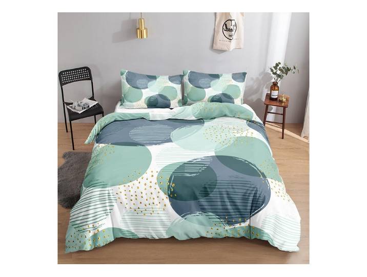 LuxusKollektion Jugendbettwäsche Bettwäsche-Set 200x200cm Türkis Kreis