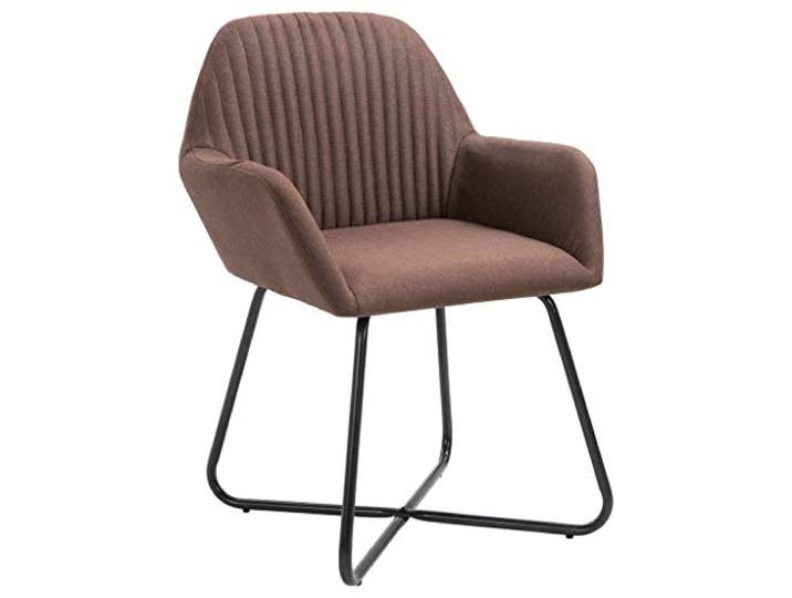 NKOPPFG Esszimmerstühle 2 STK Braun Stoff Armlehnen, Rückenlehne, weicher Sitz, pulverbeschichtete Stahlbeine, max. 110 kg pro Sitzplatz