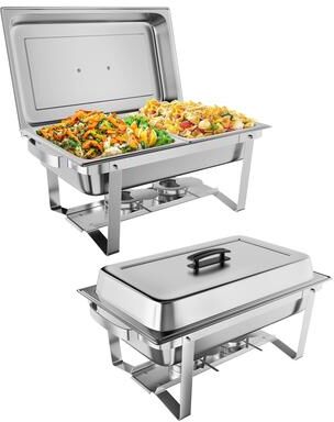 Garvee 8 Qt Chafing Dish for Buffet Set, Stainless Steel Buffet Servers, Silver