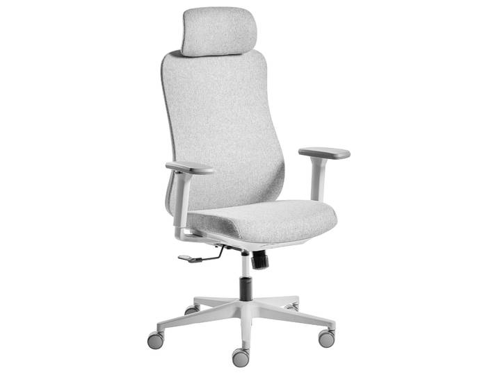 BELIANI Bürostuhl Hellgrau Stoff Höhenverstellbar Drehbar Bremsbare Rollen mit Wippfunktion Verstellbare Armlehnen Lenden- & Kopfstütze Modern