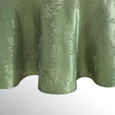 Threadmade Home Llc "Graceful Leaves Round Tablecloth 70"" Round, 70"" Round, Olive"
