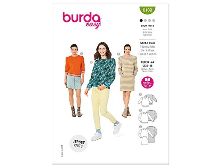 Burda Sewing Pattern 6109 - Misses Sweatshirt 34-44