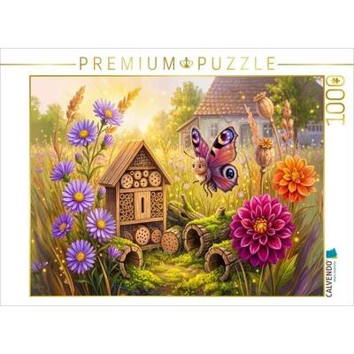 CALVENDO Puzzle Tagpfauenauge sucht Herbstunterschlupf im Garten | 1000 Teile Lege-Größe 64x48cm Foto-Puzzle für glückliche Stunden