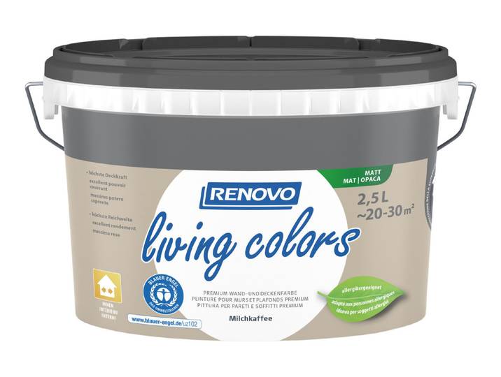Renovo Living Colors Wand- und Deckenfarbe Milchkaffee 2.5 l