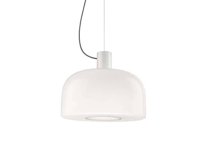 FLOS lampe à suspension BELLHOP GLASS S2 (Blanc - Verre et aluminium)