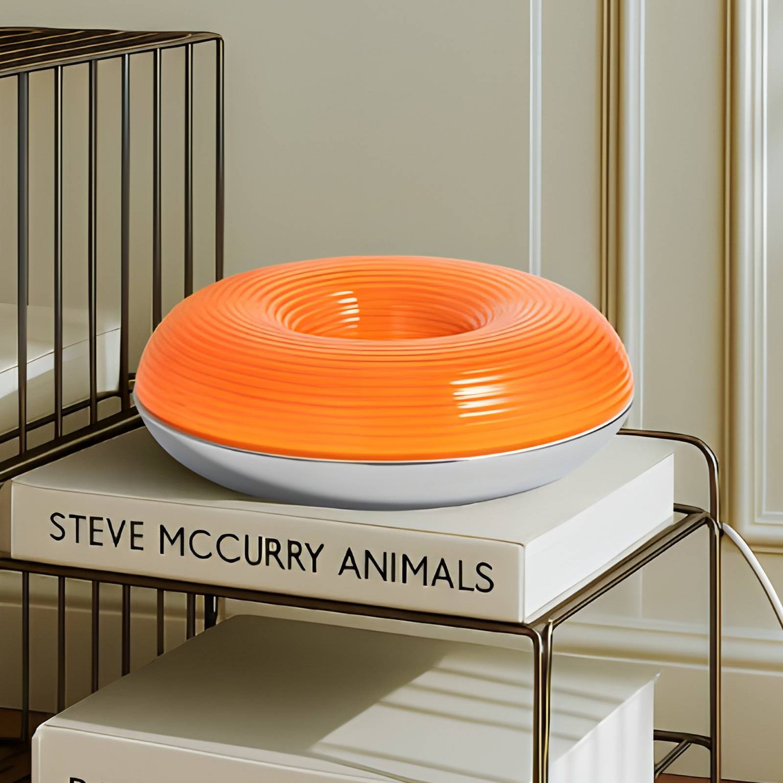 Wandlampe Fjora Lindby, dimmbar, gelb / orange, für Wohn- / Esszimmer, Glas, Design, LED Wandleuchte, Wandlampe Innen