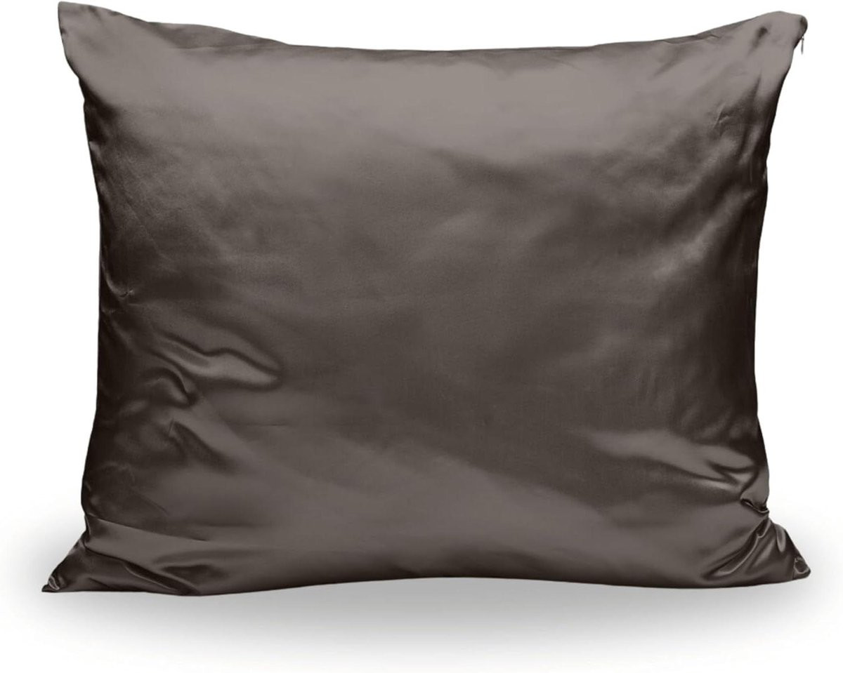 Satijnen kussensloop voor haar- en huidverzorging - Antraciet - 80x80 cm