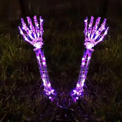 Uplifted Finds 2PC Halloween Solar Ghost Hand LED Stake Lights Outdoor Waterproof Decor purple