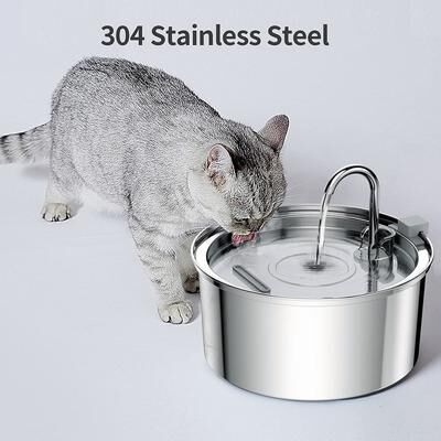 Happy Pet Pantry Stainless Steel Pet Water Fountain, Automatic USB Cat & Dog Feeder With Ultra Quiet Pump & Double Filtration standard Edition