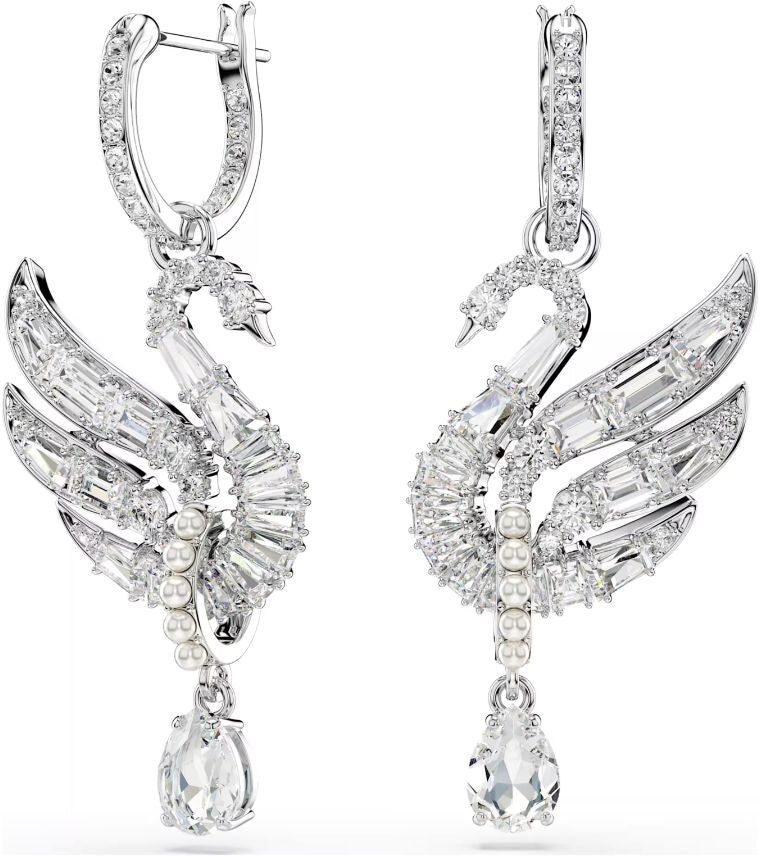 Swarovski Iconic Swan korvakorut, vaalea metalli ja kirkkaat kristallit, 5723388