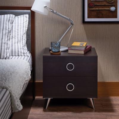 Benzara Rectangular Wood & Metal Nightstand By Elms, Brown & Chrome