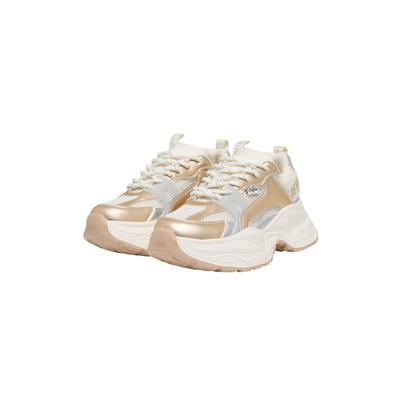Sneaker BUFFALO "Buffalo YUNO ONE - VEGAN NAPPA/MESH", Damen, Gr. 40, beige (cream, gold), unifarben, Schuhe Sneaker