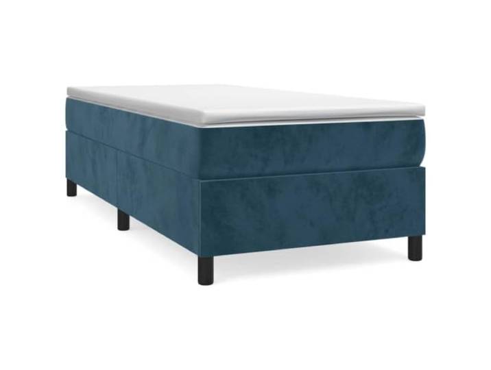 PUGYNBK Boxspringbett, Samt, Dunkelblau, 90 x 200 cm Taschenfederkernmatratze, mittlere bis harte Unterstützung, Latten aus Sperrholz, Lederschutz