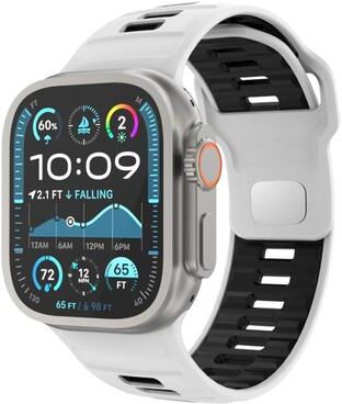 Everyday Crate Apple Watch Silicone Watch Band Checkered Reverse Buckle Adjustable Sport Strap white Black