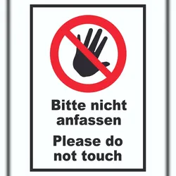 HB-Druck Bitte nicht anfassen Schild Do not touch A6 Rückseite selbstklebend