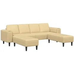 vidaXL Stoffsofa mit Kissen Grau-Grün Cordstoff