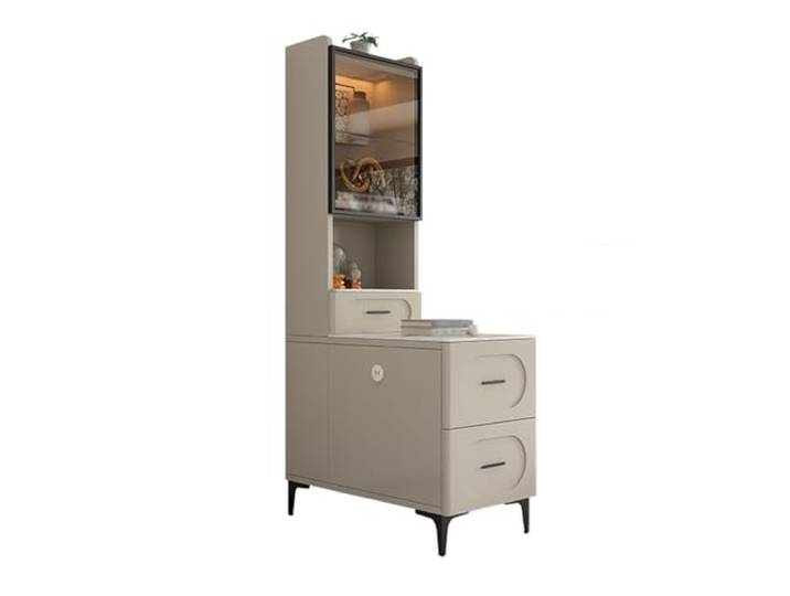 FZL02068LM Ecklager Wohnzimmer-Sofa-Sideboard-Seitenschrank Moderne Eckregale for kleine Beistelltische(Khaki,90x50x165cm)