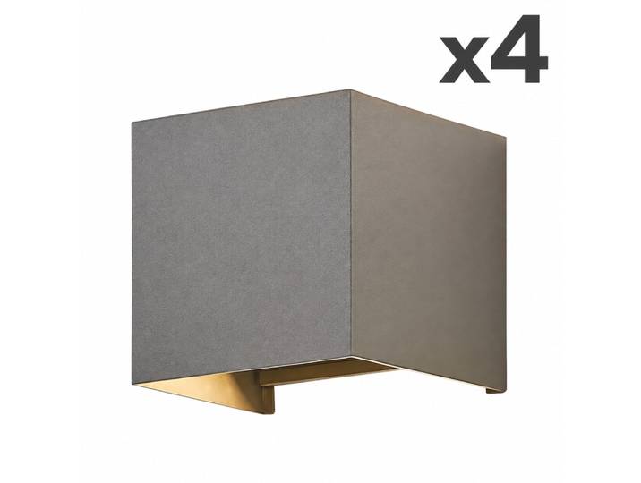 Applique murale en aluminium gris 10x10x10cm led 3000k 5w lot de 4
