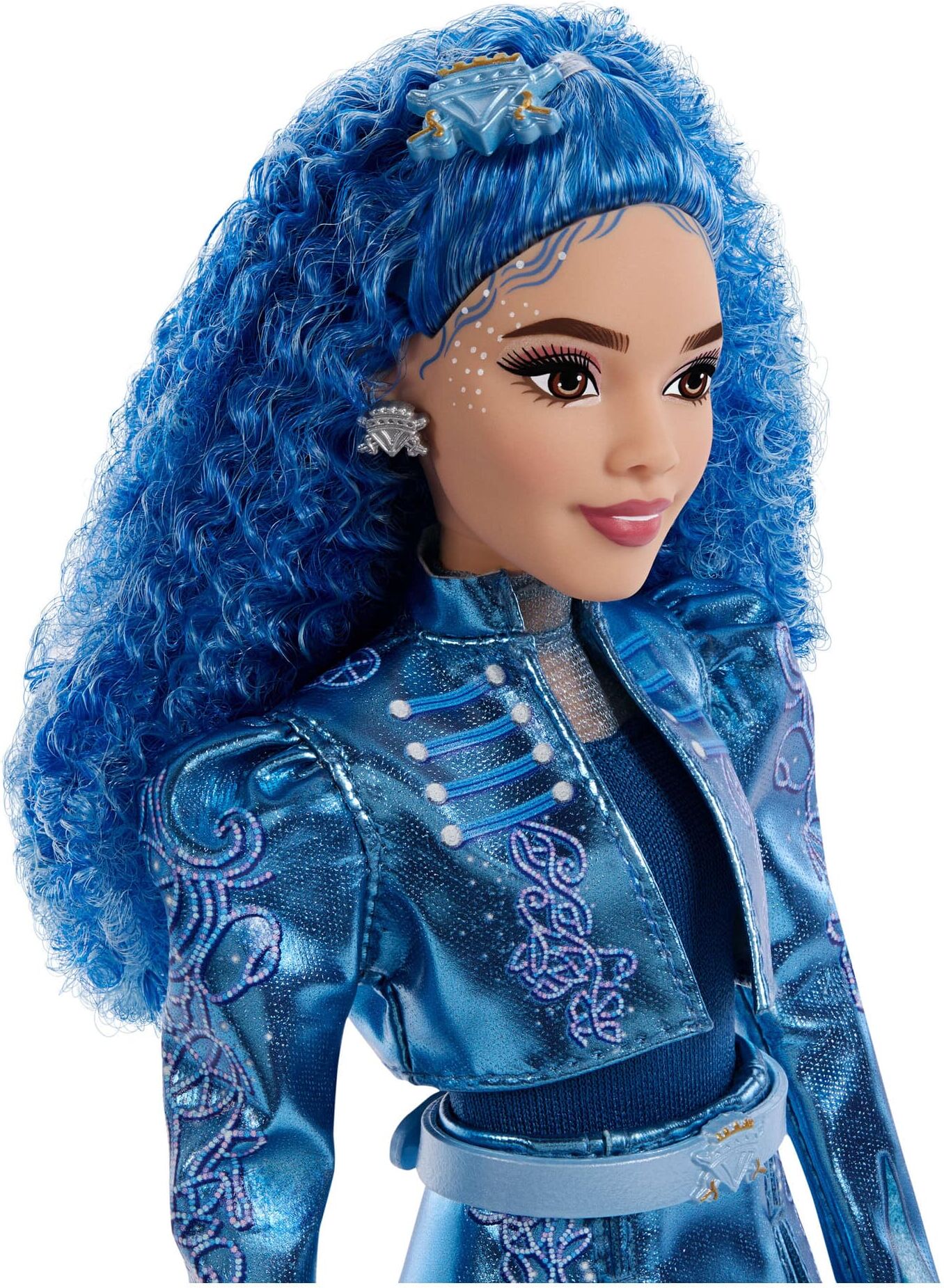 Mattel Disney Princess Chloe Charming Fashion Doll, metallic blue outfit, 11 posable joints, for Girls