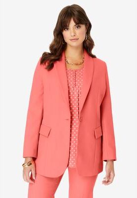 Plus Size Women's Plus Size Bendover Blazer by Roaman's in Sunset Coral (Size 12WP)