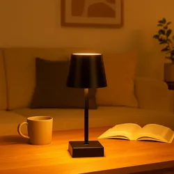 Gravidus LED Tischlampe schwarz mit Touch Schalter Akku USB warmweiß 3 Modi