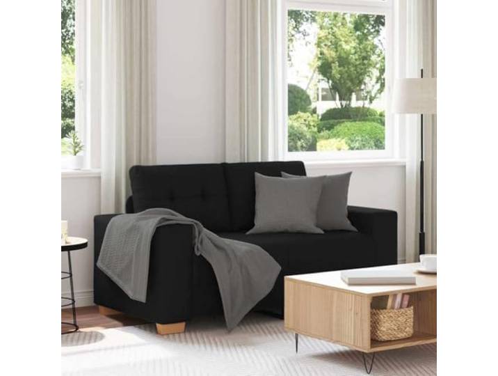 HEFZGDB Zweisitzer-Sofa Schwarz 120 cm Stoff mit Polyestergewebe und dick gepolsterten Schaumstoffsitzen für außergewöhnlichen Komfort und Stabilität durch Robustes Gestell, ideal