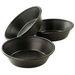 Dr. Oetker Kitchen Tools Classic Kuchen / -Pizzablech, 3er Set, Kuchen Blech, Backzubehör, Backblech, Stahlblech Antihaft-Beschichtet, Schwarz, Ø 10 cm, 1510