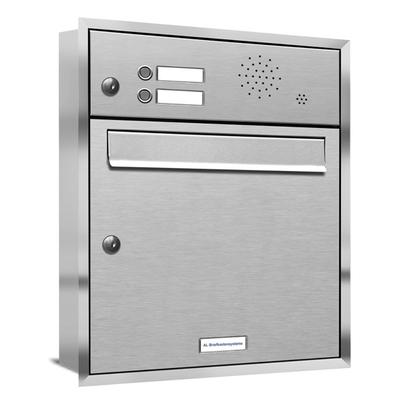 AL Briefkastensysteme 1 Fach Premium Edelstahl Unterputz Briefkasten Anlage für Post A4, modern, robust, wetterfest, Artikelnummer: 331T1U1K2S