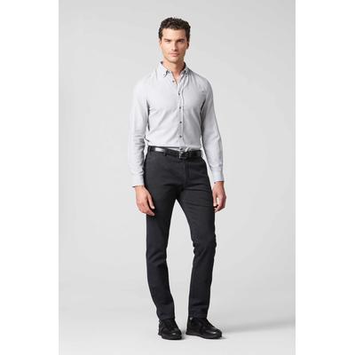 Chinos MEYER "Bonn", Herren, Gr. 25, Normalgrößen, grau (anthrazit), 98% Baumwolle, 2% Elasthan, unifarben, regular fit lang, Hosen, mit Stretch-Dehnbund