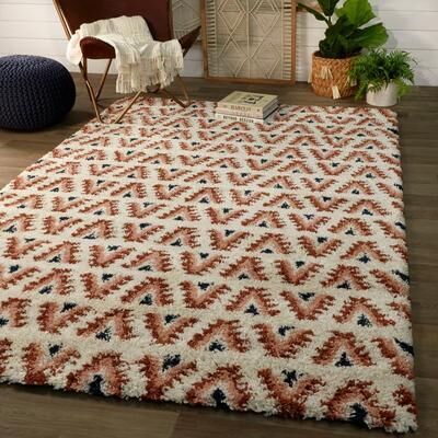 Balta Rugs Hadley Geometric Chevron Stripe Shag Area Rug