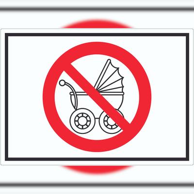 HB-Druck Aufkleber Kinderwagen abstellen verboten Symbol A7 (74x105mm)