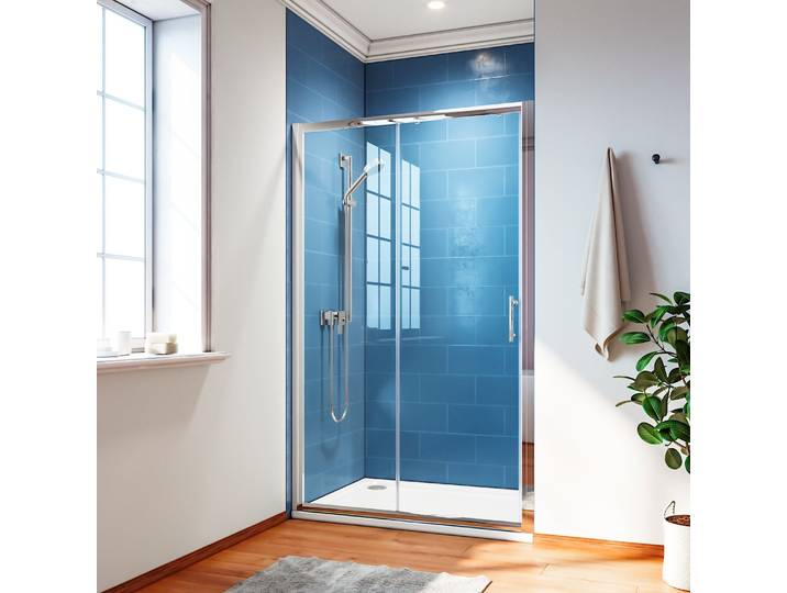 SIRHONA Porte de Douche Coulissante, 100-170cm x 185cm, 5mm verre trempé, installation En Niche, 110cm / 185cm