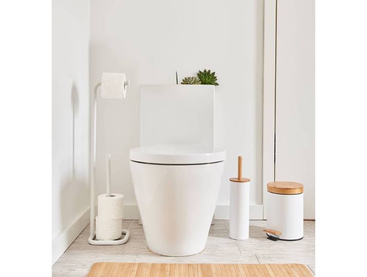 Brosse WC Chapleau Fer / Bambou / Polypropylène Blanc/Blanc 10 x 38 x 10cm