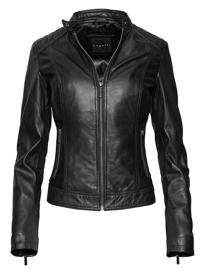 Bugatti Lederjacke in Schwarz - 38