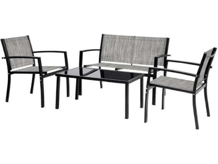 habitat et jardin Niedrige Gartenmöbel Lino - 4 Sitzplätze - Grau