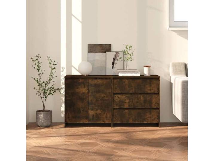 Lot de 2 Buffet-Meuble de rangements 2 pcs Chêne fumé Bois d'ingénierie