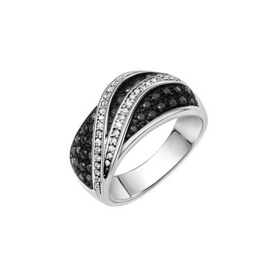 Fingerring CELESTA Gr. 54, schwarz (gelb), Fingerringe, Damen, 054 (17,2), Silber 925 (Sterlingsilber), Fingerring