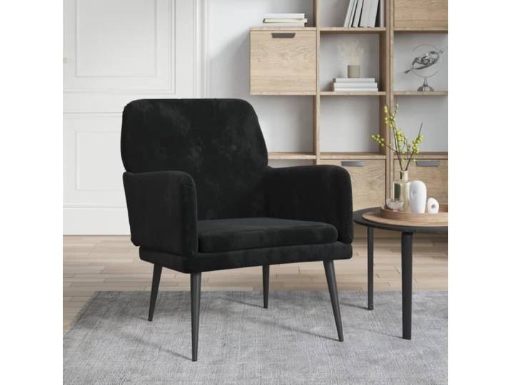 Mode Design  Fauteuil Noir 62x79x79 cm Velours Salon ou Chambre à Coucher 651298
