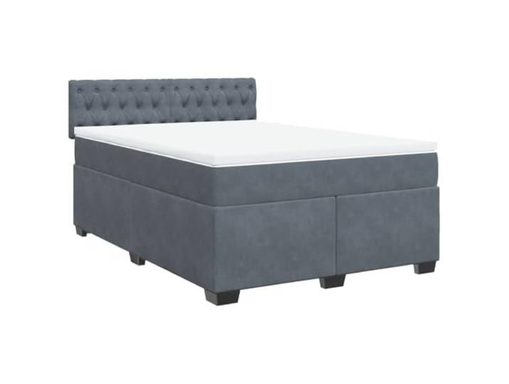 PUGYNBK Boxspringbett aus Samt, dunkelgrau, 160 x 200 cm Taschenfedern, waschbarer Matratzenschoner, Lattenrost, atmungsaktive Unterstützung
