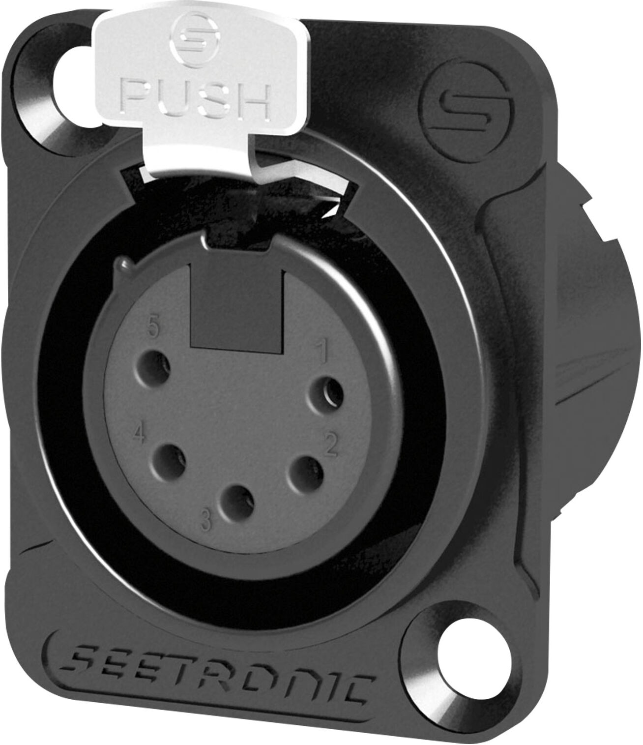 Seetronic Xlr 5p Chassis – Weiblich, Silberne Kontakte – Schwarzes Gehäuse