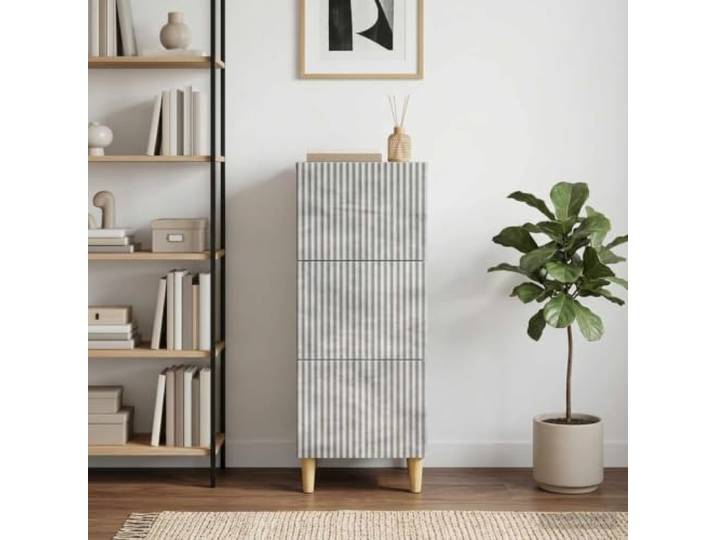KGHFDVB Schubladenschrank Betongrau 33 x 34,5 x 90 cm Holzwerkstoff Vintage-Stil, Konische Beine, Mehrere Schubladen, Vielseitig Als Nachttisch Nutzbar
