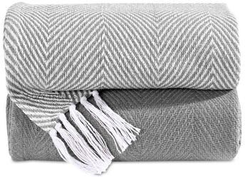 COZY TRENDS COLLECTION Cozy Cotton Elegance: Handmade 50''x60'' Throw Blankets (Set of 2) with Tassels