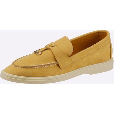 Slipper HEINE, Damen, Gr. 38, Synthetik, gelb, Schuhe Slipper