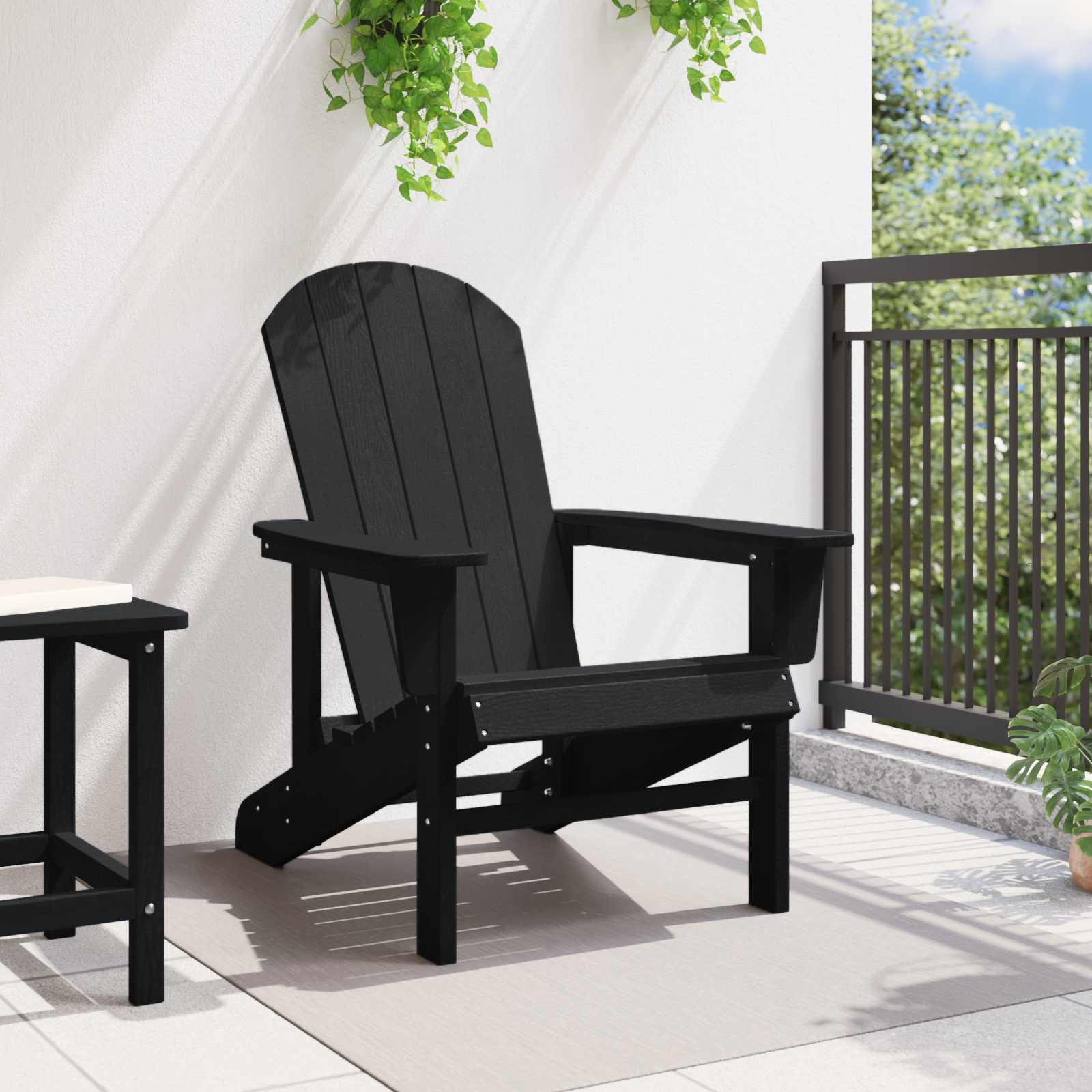 vidaXL Chaise Adirondack Noir HDPE