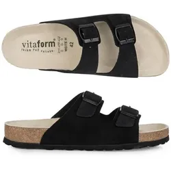 VITAFORM Herren-Pantolette Veloursleder 2 Schnallen Korkfußbett