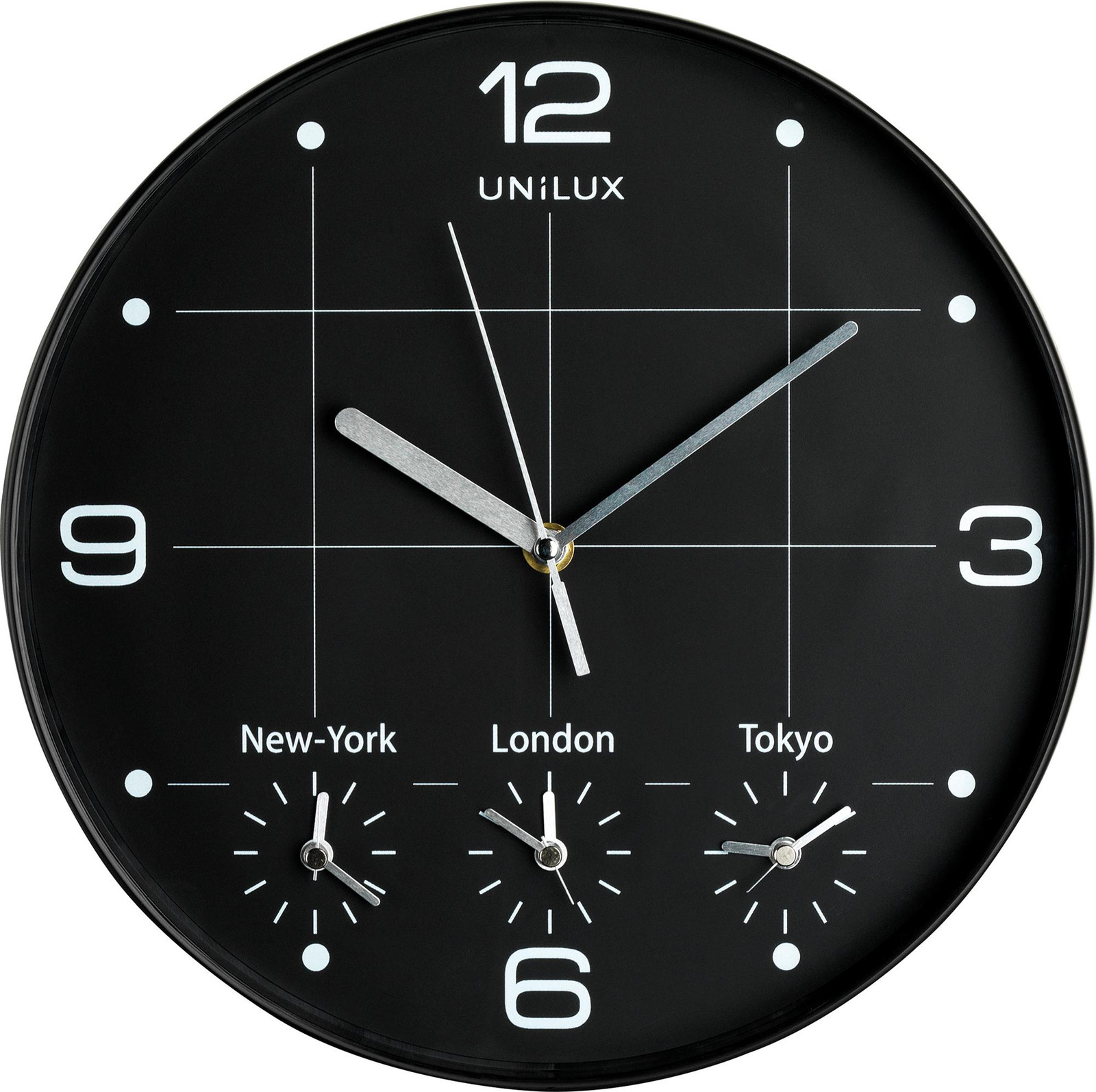 UNiLUX Wandklok ON TIME Quartzklok - Zwart - Diameter: 30,5 cm