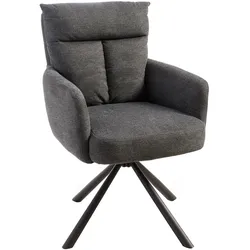 riess-ambiente Stuhl BIG GEORGE - drehbar Retro grau mit Armlehnen und Bonellfederkernpolsterung Esszimmer