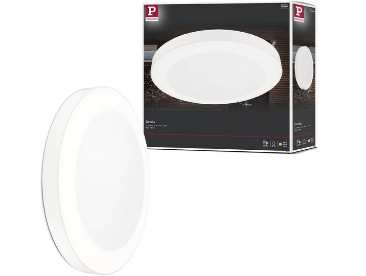 LED-plafondlamp Circula schemersensor Schemergestuurde bewegingsmelder (IR) zeewater bestendig IP44 rond 320 mm 3000K 14W 880lm 230V Wit Kunststof