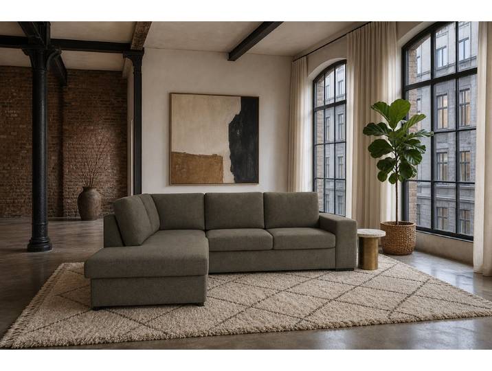 foamnova Ecksofa Salo, B 248 cm, mit Ottomane, für 5 Personen, Rückenteil statt zweiter Armlehne zum bequemen Anlehnen